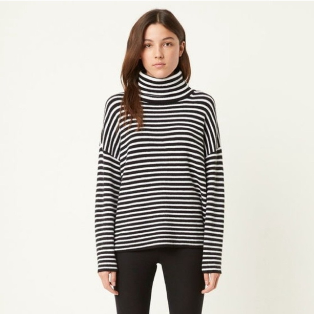 FRENCH CONNECTION Micro Stripe Roll Neck (Turtleneck) Sweater